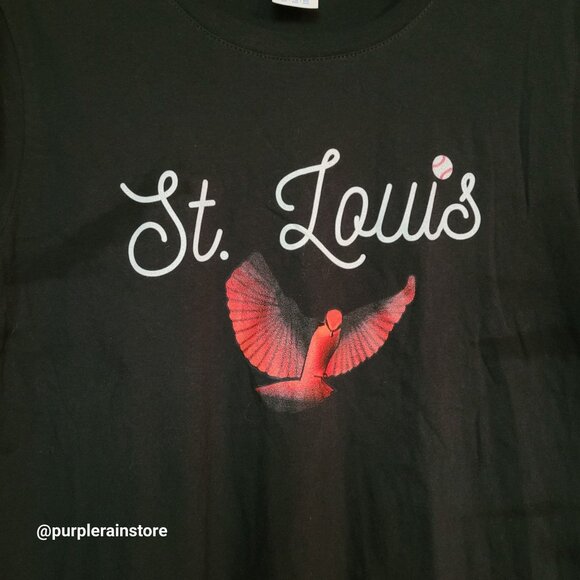 STL Cardinals Baseball T Shirt XL Black Stretch - Picture 2 of 9